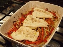 Baked Cod Over a Bed of Vegetable